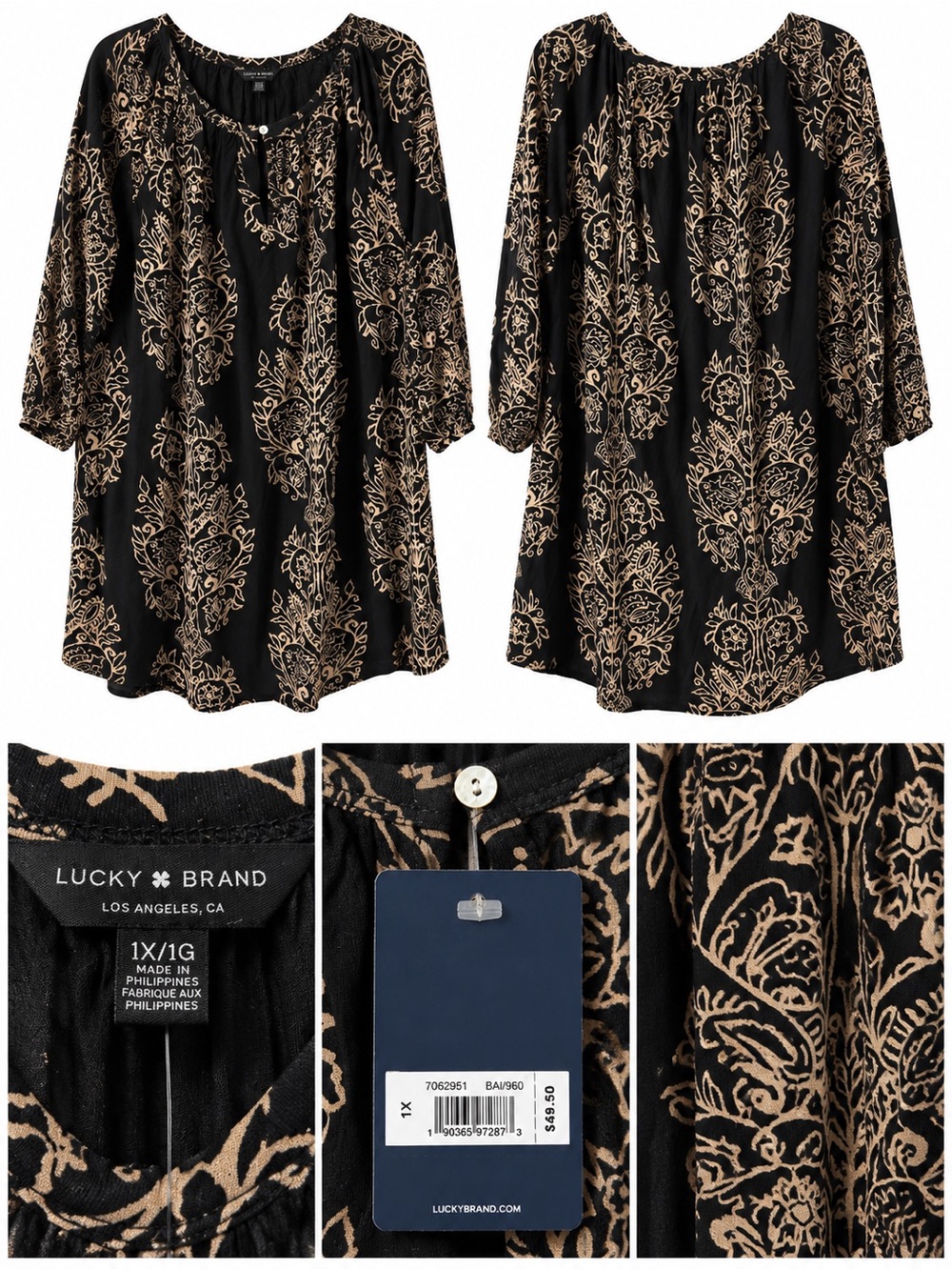 Lucky Brand Floral Blouse — 1X — NWT